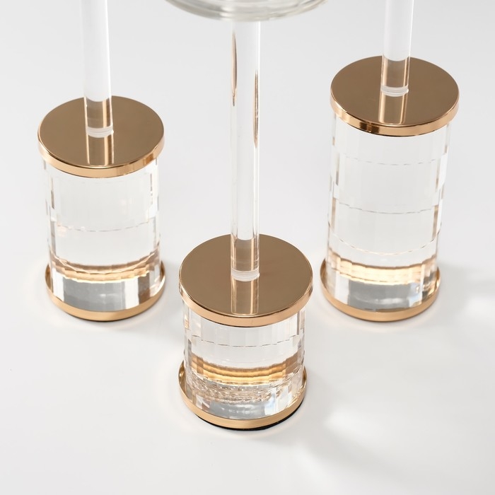 Подсвечник металл, акрил  Подсвечник металл, акрил "Прямоугольники" d=6,5 см, набор 3 шт h=24 см, 22,5 см, 20,5 см