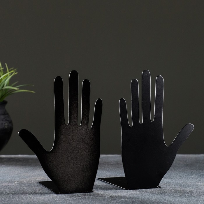 Держатель-подставка для книг  Держатель-подставка для книг "Ладони" набор 2шт, 15х10х10см, черный