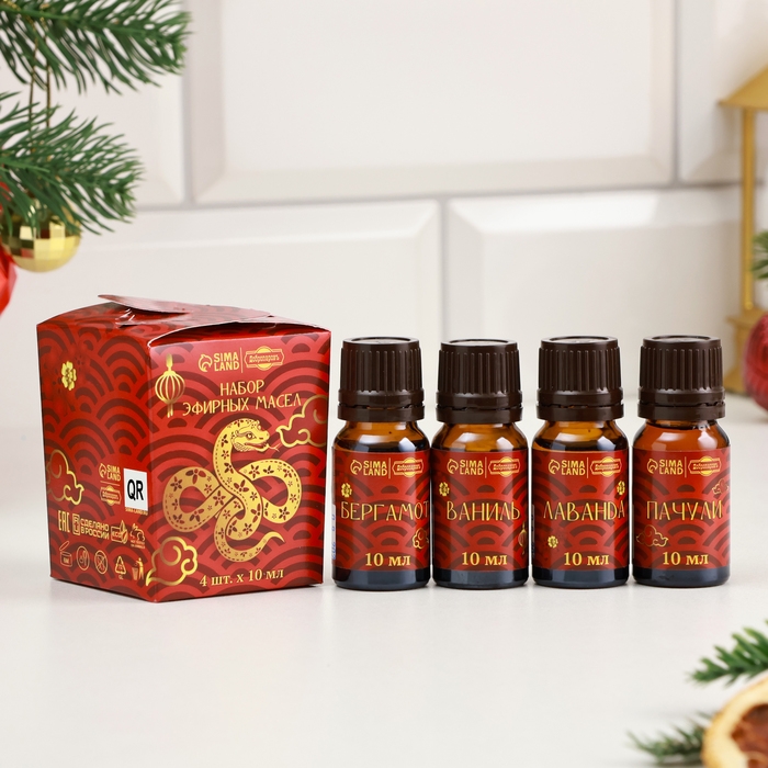 Новый год Набор эфирного масла 10 мл Новый год Набор эфирного масла 10 мл "Денежного года" пачули, бергамот, ваниль, лаванда