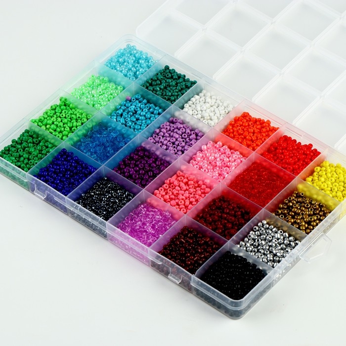 Набор для создания украшений, 24 цвета, размер 1 штуки: 3 мм., леска, ножницы, фурнитура Набор для создания украшений, 24 цвета, размер 1 штуки: 3 мм., леска, ножницы, фурнитура