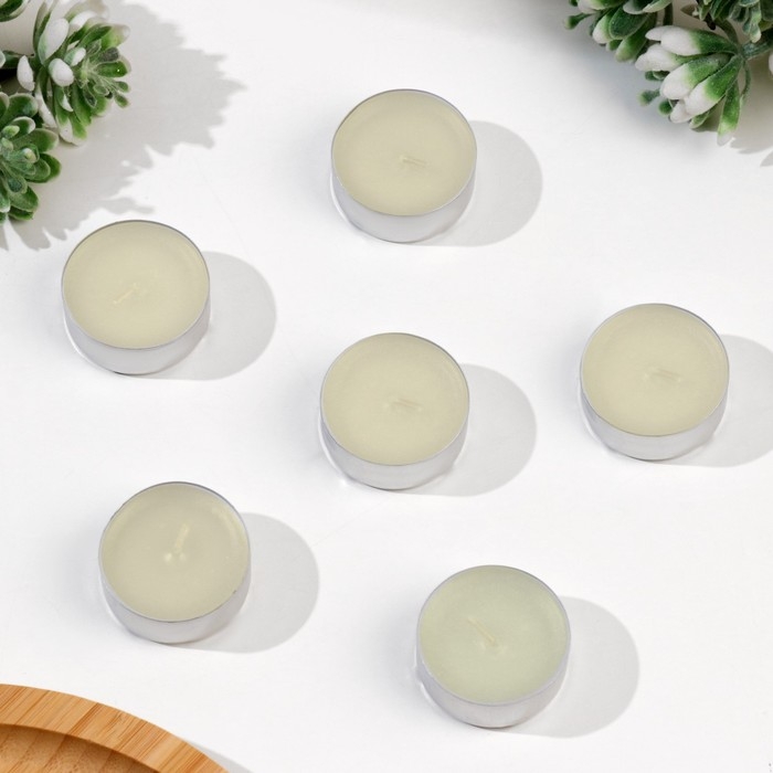 Набор свечей чайных ароматизированных  Набор свечей чайных ароматизированных "Цветы хлопка", 6 шт, 12 гр