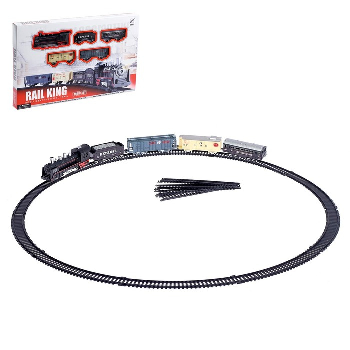 Железная дорога &laquo;Грузовой состав&raquo;, свет и звук, работает от батареек