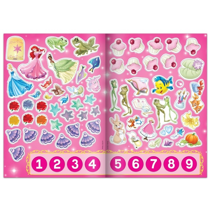 Многоразовые наклейки «Учим цифры», формат А4, Принцессы Многоразовые наклейки «Учим цифры», формат А4, Принцессы