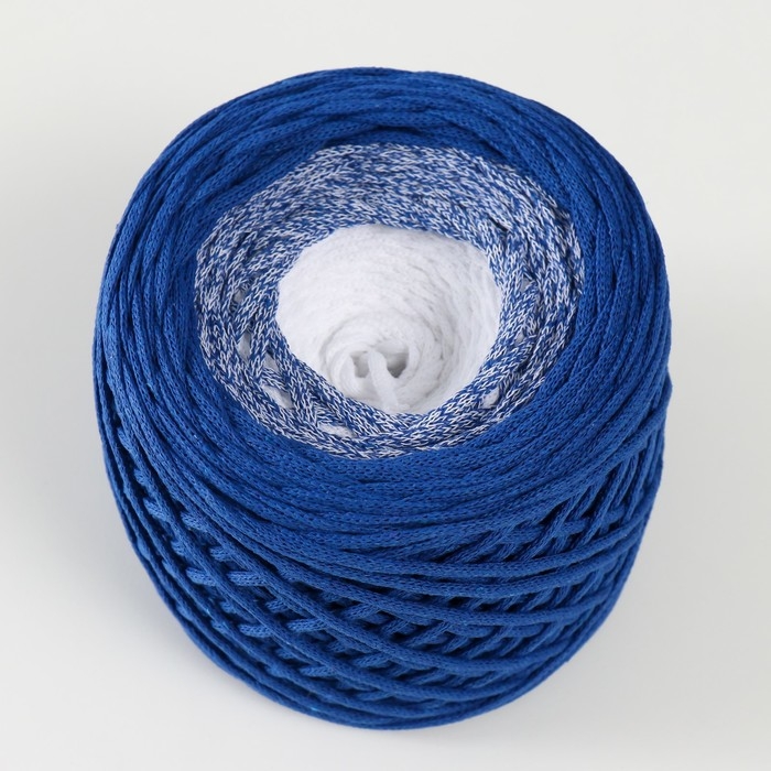 Хлопковый шнур 3 мм 220м/240±5 гр Градиент "Лето" (сапфир/белый)