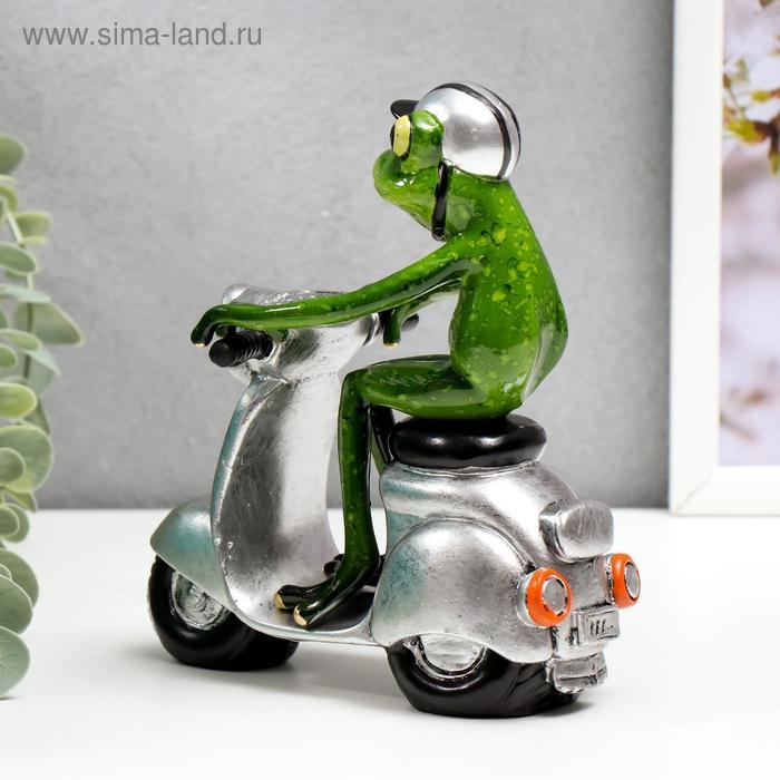 Сувенир полистоун лак Сувенир полистоун лак "Лягуха на мопеде" 15,5х8,5х14 см
