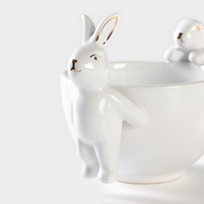 Салатник Доляна «Зайка в золотом», 240 мл, 15,5×10×10см Салатник Доляна «Зайка в золотом», 240 мл, 15,5×10×10см