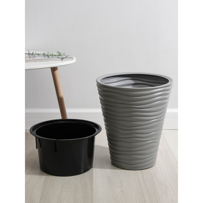 Кашпо для цветов со вставкой «Дюна», 19,5 л, цвет серый Кашпо для цветов со вставкой «Дюна», 19,5 л, цвет серый