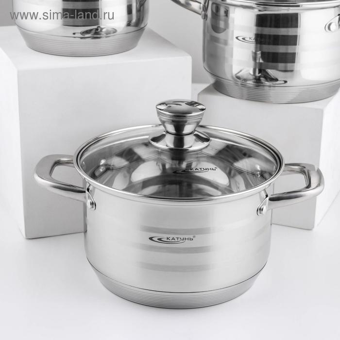 Набор кастрюль «Элис», 3 предмета: 1,8 л, 2,5 л, 3,5 л, стеклянные крышки, индукция Набор кастрюль «Элис», 3 предмета: 1,8 л, 2,5 л, 3,5 л, стеклянные крышки, индукция