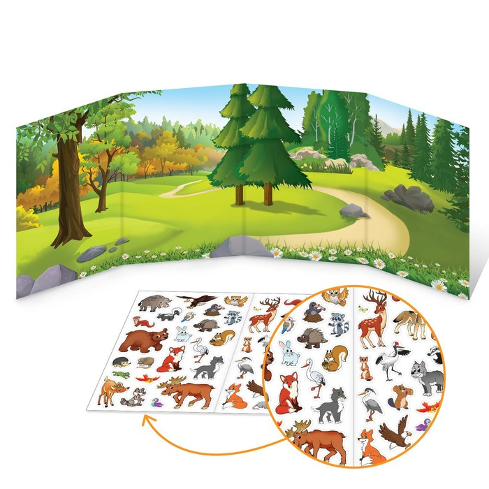 Наклейки многоразовые набор «Изучаем животных», 4 шт. Наклейки многоразовые набор «Изучаем животных», 4 шт.