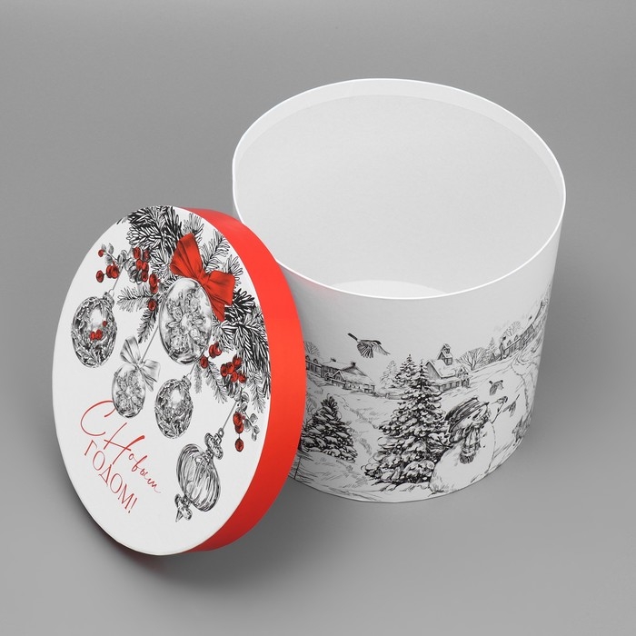 Коробка подарочная круглая «С Новым годом!», 19.5 х 22 см, Новый год Коробка подарочная круглая «С Новым годом!», 19.5 х 22 см, Новый год