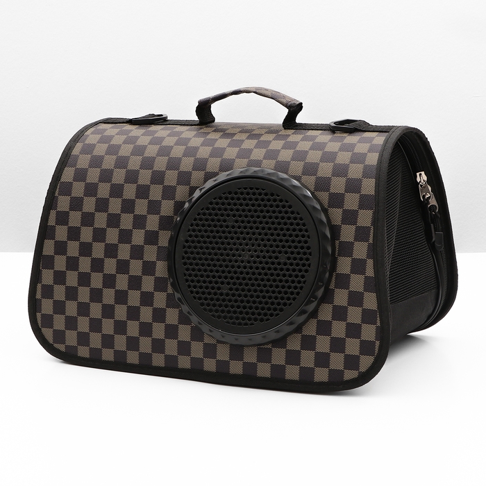 Сумка-переноска для животных с окном  Сумка-переноска для животных с окном "Клетка", коричневая, 40 х 26 х 26 см