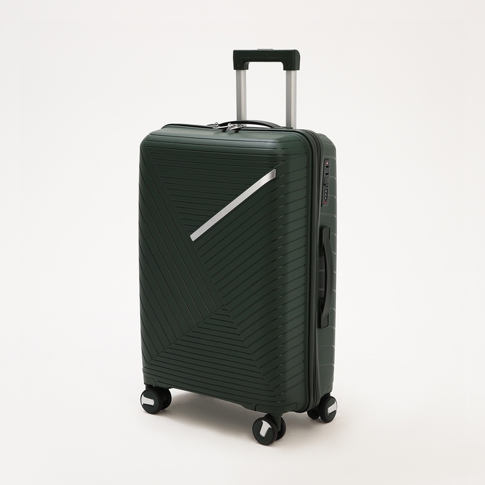 Чемодан средний 69 л (M), отдел на молнии, кодовый замок, 4 колеса, цвет зелёный Чемодан средний 69 л (M), отдел на молнии, кодовый замок, 4 колеса, цвет зелёный