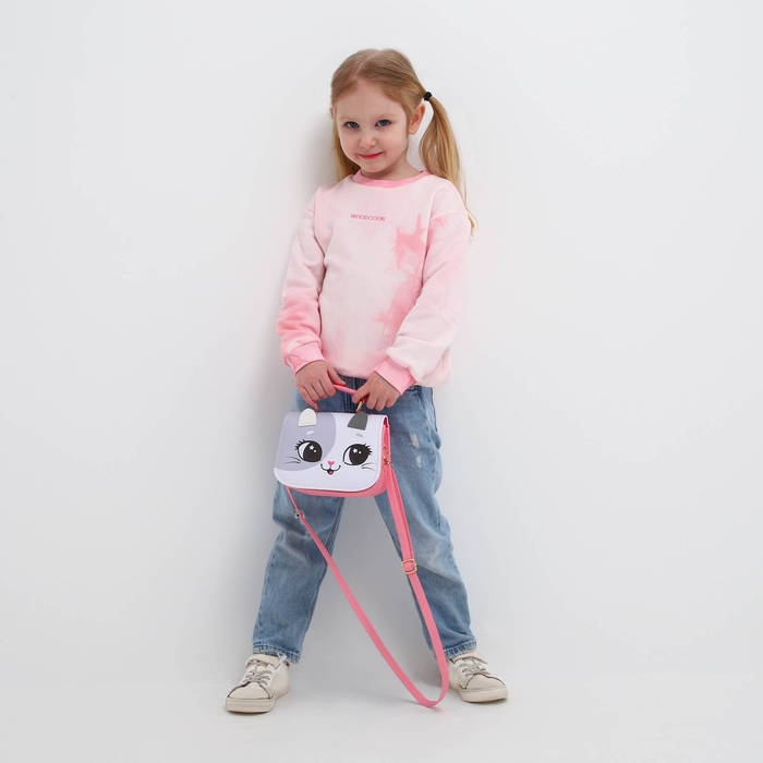 Сумка детская для девочки «Кошечка», с ушками, цвет белый/розовый, 16х6,5х12 см Сумка детская для девочки «Кошечка», с ушками, цвет белый/розовый, 16х6,5х12 см