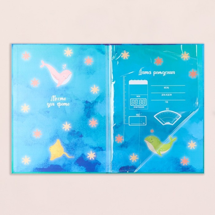 Свидетельство о рождении Свидетельство о рождении "Дельфины" тиснение, А4