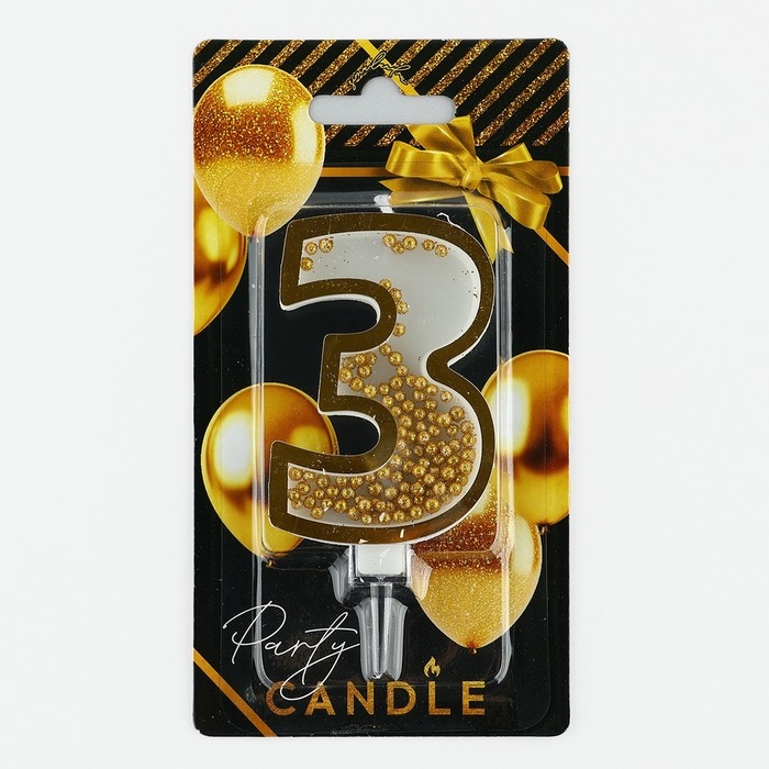 Свеча для торта, цифра с шейкером &laquo;3&raquo;, 9,5 х 4 см