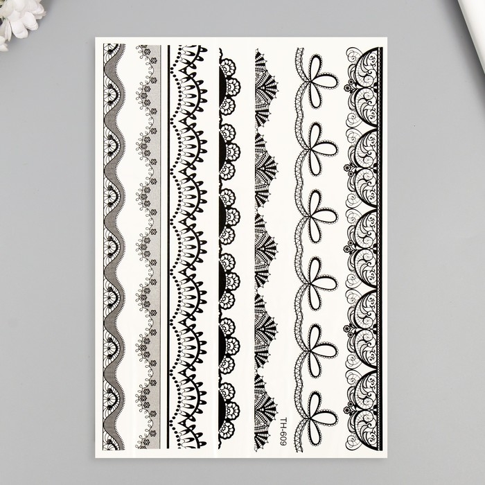 Татуировка на тело чёрная Татуировка на тело чёрная "Кружево" 25х15 см