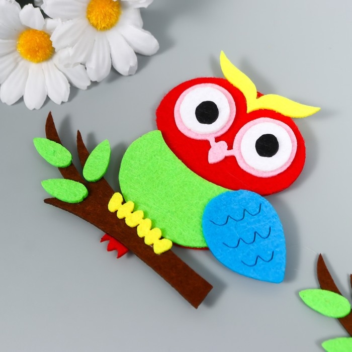 Декор для творчества войлок Декор для творчества войлок "Совушка на ветке" набор 2 шт 11х9 см