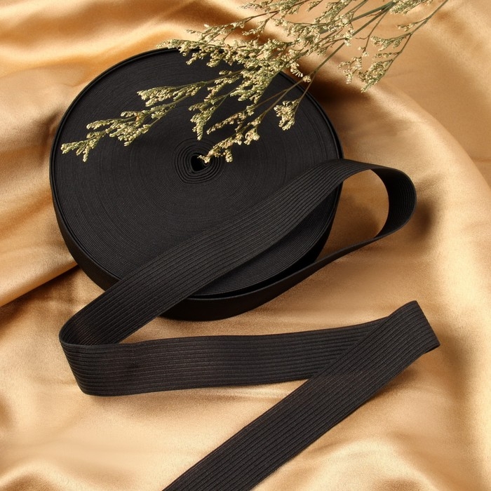 Резинка вязаная, 25 мм, 25 ± 2 м, цвет чёрный Резинка вязаная, 25 мм, 25 ± 2 м, цвет чёрный