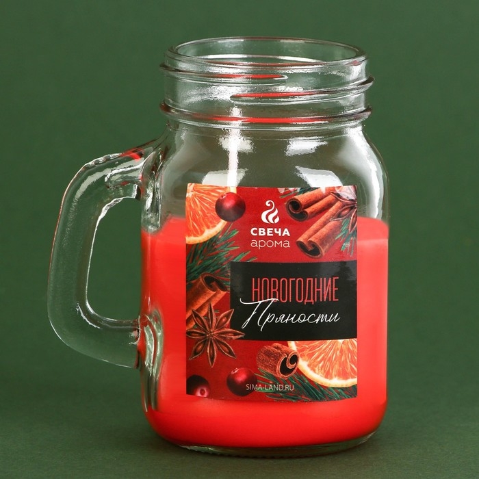 Новогодняя свеча в банке с ручкой «Пряности», корица Новогодняя свеча в банке с ручкой «Пряности», корица