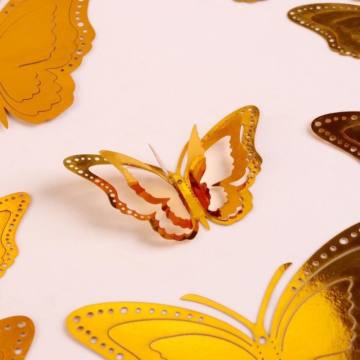 Набор топперов &laquo;Бабочки&raquo;, 12 штук, цвет золото