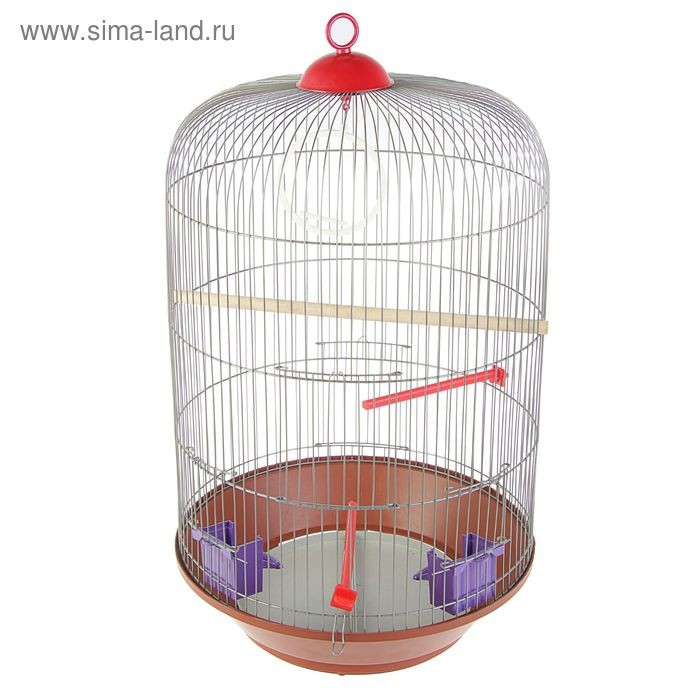 Клетка для птиц круглая, трехярусная сварная, большой поддон, 40 x 77 см, микс цветов Клетка для птиц круглая, трехярусная сварная, большой поддон, 40 x 77 см, микс цветов