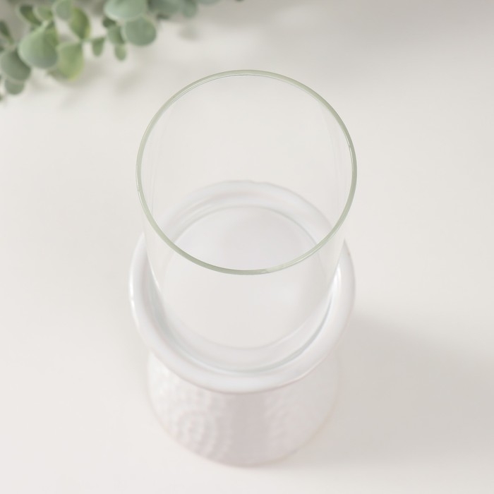 Подсвечник керамика, стекло на 1 свечу Подсвечник керамика, стекло на 1 свечу "Ибис" d=7,5 см белый 10,5х10,5х29,5 см