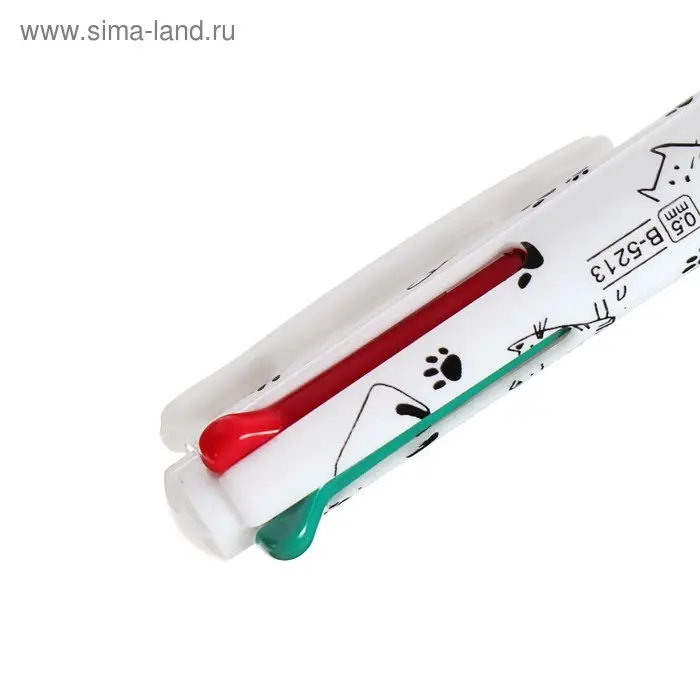 Ручка шариковая многоцветная, автоматическая 4 цвета, цвет корпуса МИКС с рисунком, штрихкод на штуке Ручка шариковая многоцветная, автоматическая 4 цвета, цвет корпуса МИКС с рисунком, штрихкод на штуке