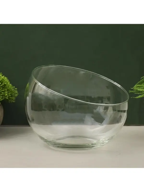 Ваза для цветов &laquo;Анабель&raquo;, шаровая с косым резом, 1.5 л, 19&times;14.5 см, стекло, МИКС прозрачная