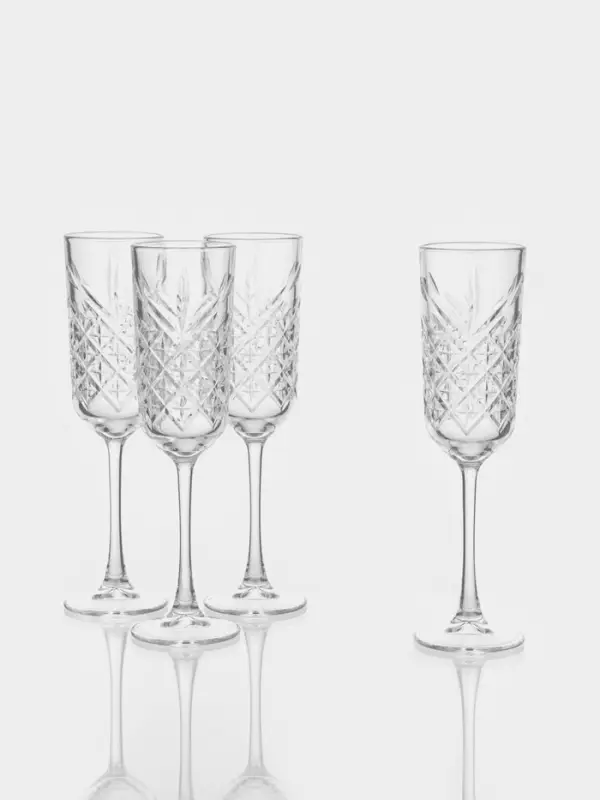 Набор бокалов для шампанского Paşabah&ccedil;e Timeless, 175 мл, 4 шт., стекло, прозрачный