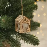Ёлочная игрушка &laquo;Домик с оленем&raquo;, 8&times;5&times;6 см, 1 LED, от батареек, свечение тёплое белое