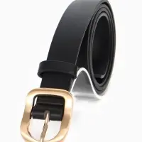 Ремень женский, 2.7&times;105 см, 1 прокол, золотистая пряжка, чёрный