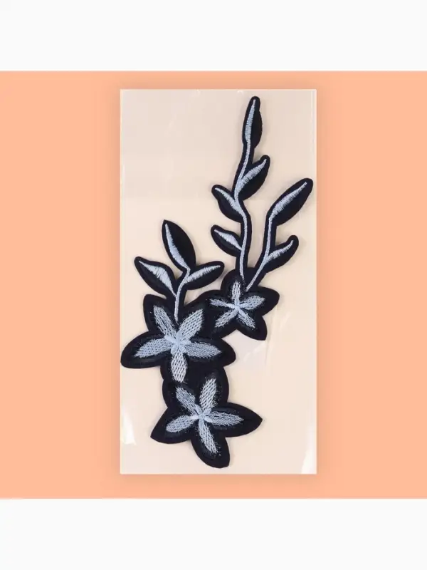 Термоаппликация &laquo;Цветы&raquo;, 20&times;9 см, серая, синяя