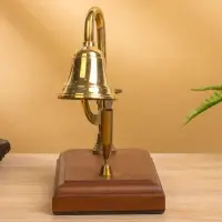 Колокол настольный с подставкой для ручки 10&times;18&times;18 см, латунь, дерево