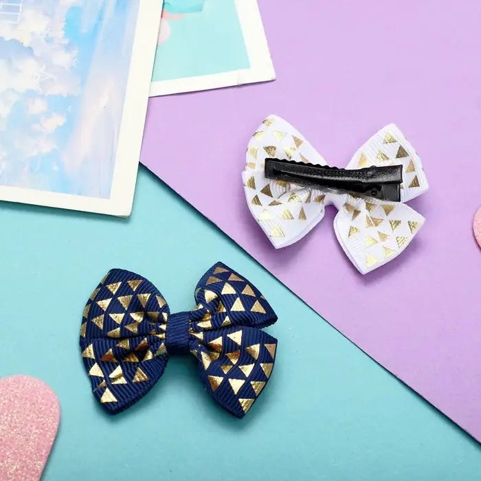 Зажим для волос  Зажим для волос "Бантик" ромбики, 4 см