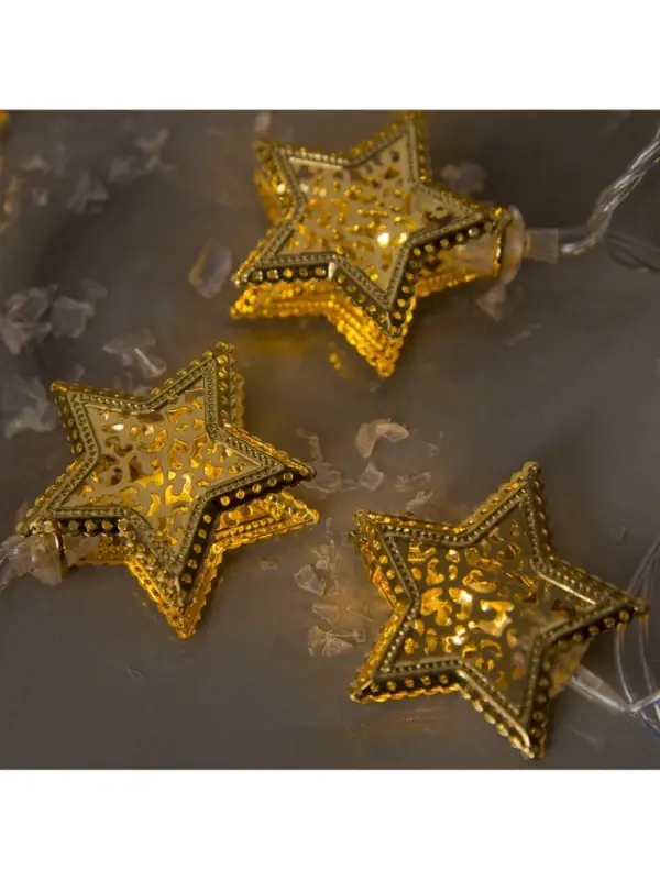 Гирлянда &laquo;Нить&raquo; 4 м с насадками &laquo;Звёздочка&raquo;, IP20, прозрачная нить, 20 LED, свечение тёплое белое, 8 режимов, 220 В