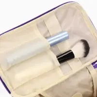 Косметичка-сундучок на молнии, на подкладке, с ручкой, зеркалом, с буквами, фиолетовая