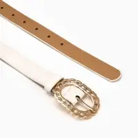 Ремень жен 04-01-01-01, Июнь2503, 2,5*0,3*110 см, без винта, пряж золото, 1 прокол, белый Ремень жен 04-01-01-01, Июнь2503, 2,5*0,3*110 см, без винта, пряж золото, 1 прокол, белый