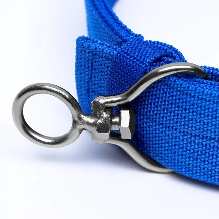 Ошейник четырехслойный, 65&times;4 см, ОШ 54-60 см, с вертлюгом, полиэстер, синий