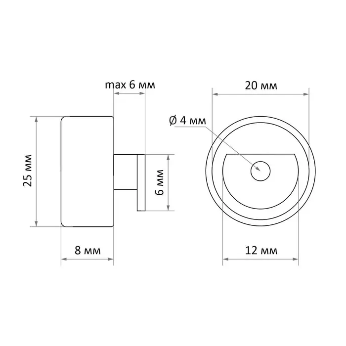 Зеркалодержатель ТУНДРА LIGHT, d=25 мм, без сверления, цвет медь, пластик, 4 шт.