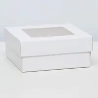 Коробка подарочная складная, упаковка, крышка - дно, с окном, белая, 12×12×5 см