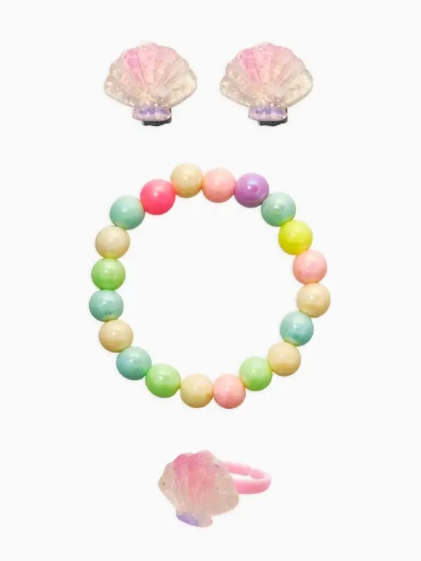 Набор детский &laquo;Выбражулька. Ракушка&raquo;, 3 предмета: клипсы, кольцо, браслет, разноцветный