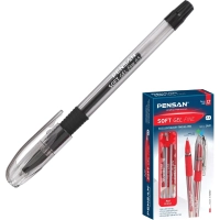 Ручка гелевая неавтомат. PENSAN SOFT GEL FINE 0,5чер,манж2400/12-2420