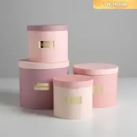 Набор коробок для цветов 4 в 1, упаковка подарочная, &laquo;Нежные тона&raquo;, 14&times;14&times;13 см - 20&times;20&times;17.5 см