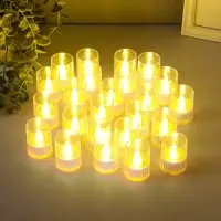 Светодиодная свеча LED - ночник RISALUX &laquo;Полосы&raquo;, 3&times;LR1130, прозрачный, перламутр, 3.7&times;3.7&times;4.5 см