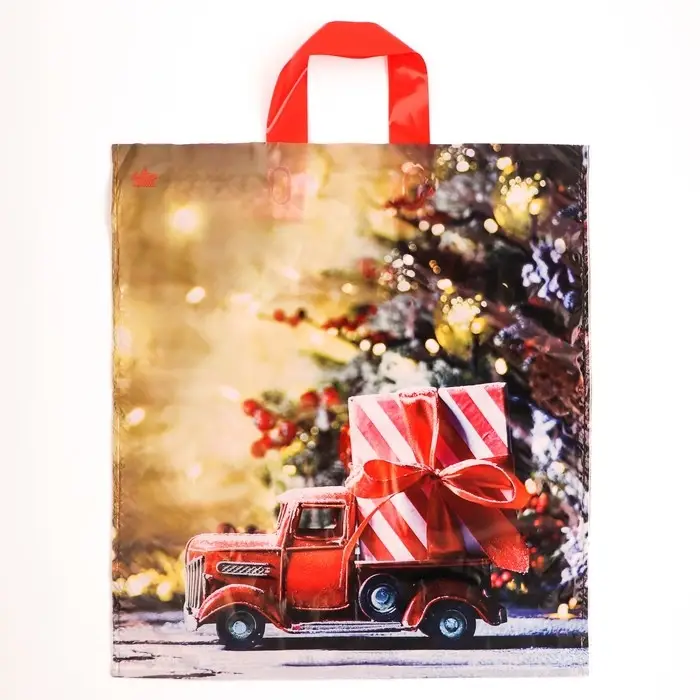 Пакет "Доставка чудес", полиэтиленовый с петлевой ручкой, 42х38 см.