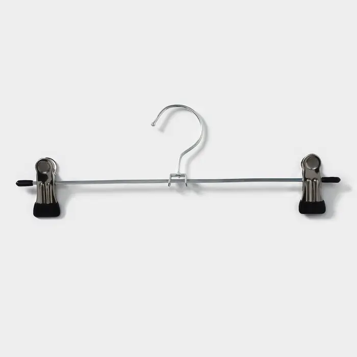 Вешалка для брюк и юбок с зажимами, 30×10 см, серебряная Вешалка для брюк и юбок с зажимами, 30×10 см, серебряная