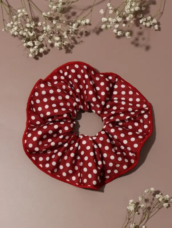 Резинка для волос "Орбита гранд" горох, 15 см, бело-красный