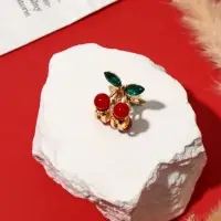 Краб для волос "Вишенки" 2х2 см, золото