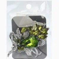 Брошь "Императрица" букет, цвет светло-зелёный в серебре