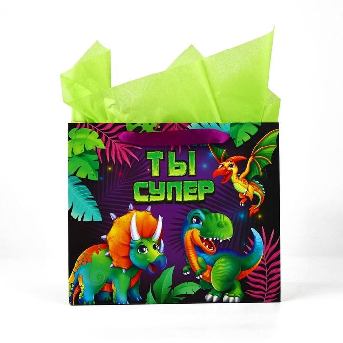 Пакет ламинированный двухсторонний «Динозаврики», с тишью и открыткой, ML, 23 × 27 × 11,5 Пакет ламинированный двухсторонний «Динозаврики», с тишью и открыткой, ML, 23 × 27 × 11,5